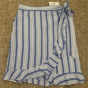 Blue and White Striped Women's Wrap Skirt